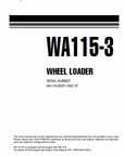 WA115-3 Wheel Loader Service Shop Manual