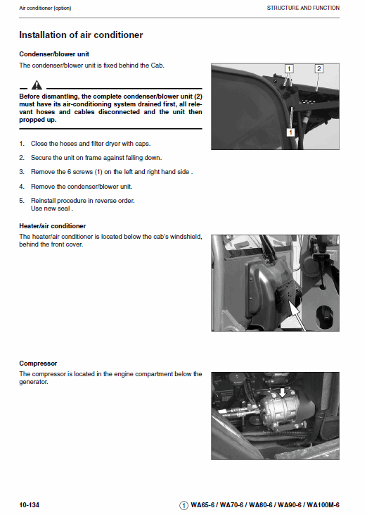 Komatsu WA65-6, WA70-6, WA80-6, WA90-6, WA100M-6 Loader Service Manual