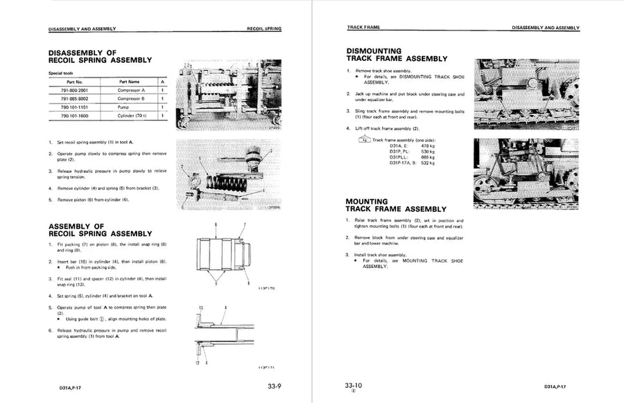 Komatsu D31A-17 D31E-17 D31P-17 Bulldozer Service Manual