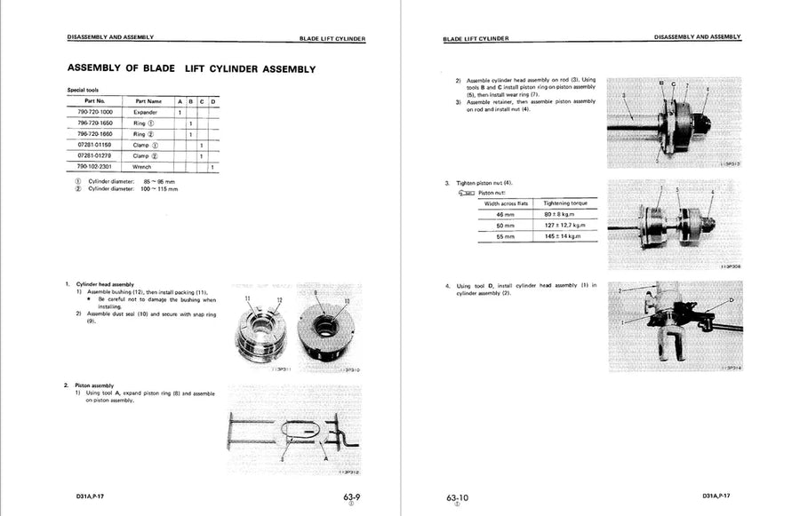 KOMATSU D31A-17, D31E-17, D31P-17, D31PL-17, D31PLL-17, D31P-17A, D31P-17B BULLDOZER Service Shop Repair Manual