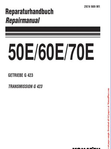 Komatsu 50E 60E 70E Transmission Gear Service Manual