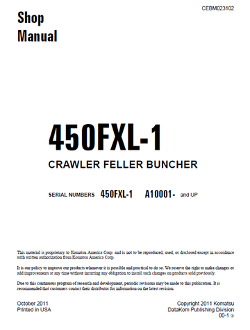 Komatsu 450FXL-1 Feller Buncher Service Manual