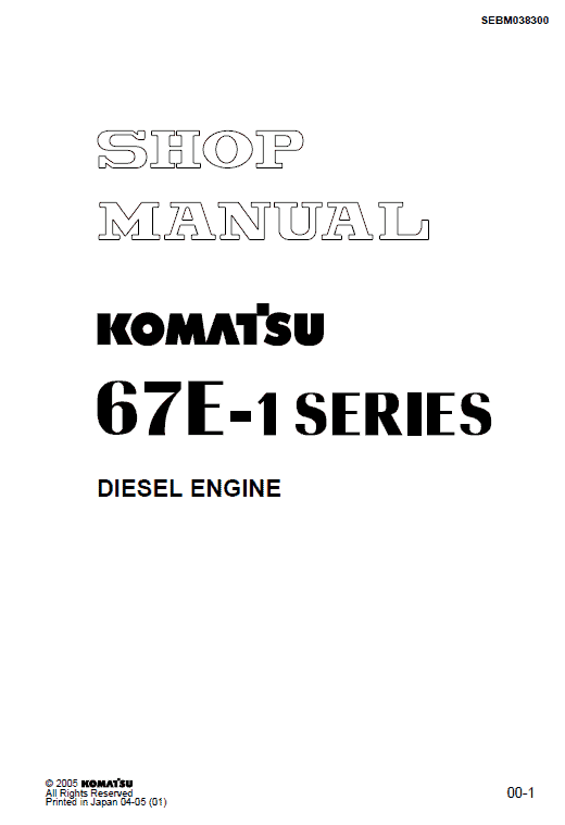 Komatsu 67E-1 Series 3D67E-1A Engine Manual