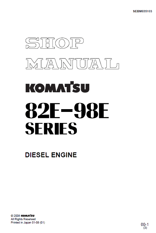 Komatsu 82E, 84E, 88E, 94E, 98E Series Engine Manual