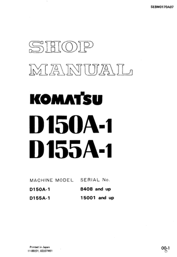 Komatsu D150A-1, D155A-1 Dozer Service Manual