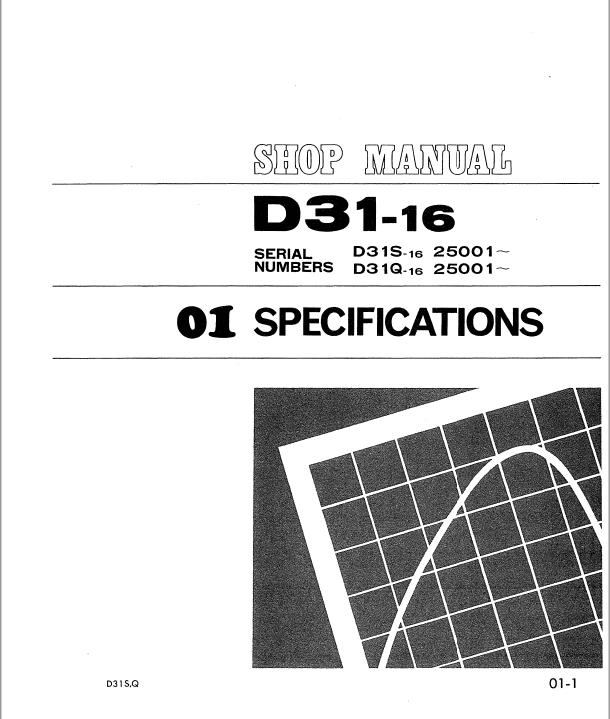 Komatsu D31-16, D31S-16, D31Q-16 Dozer Service Manual