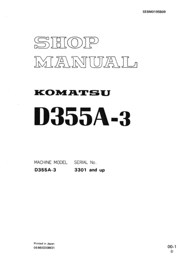 Komatsu D355A-3 Dozer Service Manual