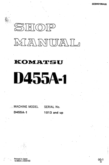 Komatsu D455A-1 Dozer Service Manual