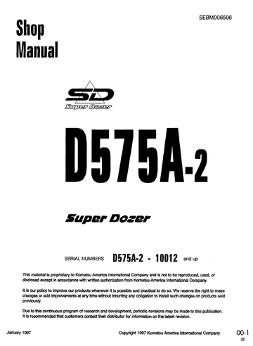 Komatsu D575A-2 Dozer Service Manual