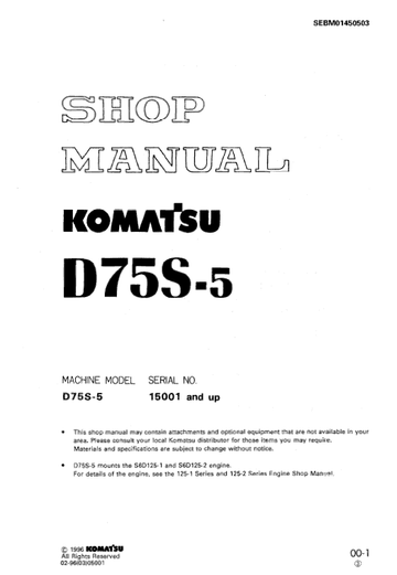 Komatsu D75S-5 Dozer Service Manual